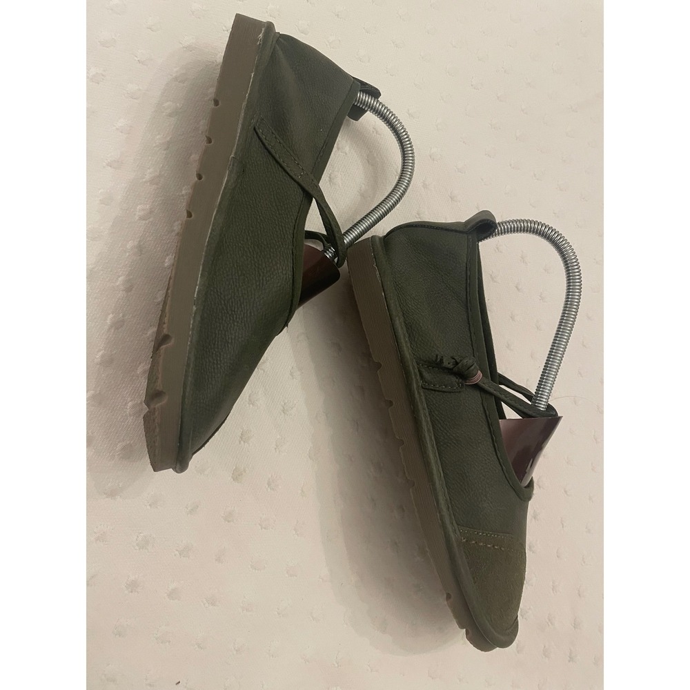 Green Leather Lagenlook Mary Jane Flats Suede Accent Wide Toe Box Size 39 - Picture 4 of 9